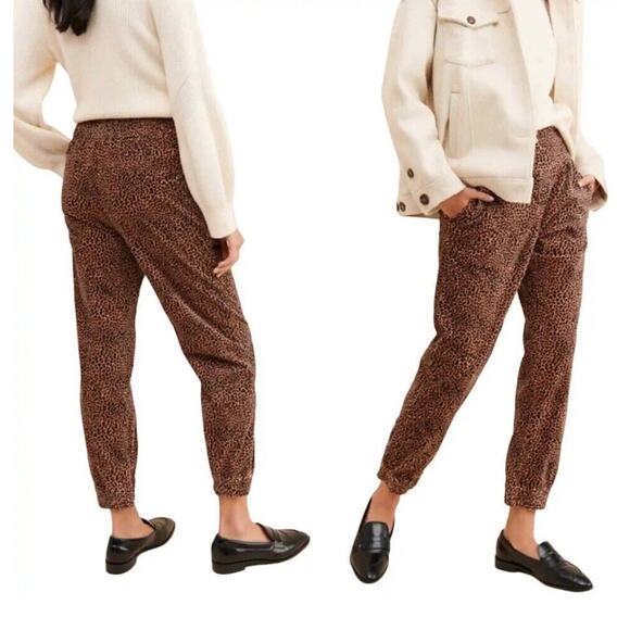 Anthropologie Kalea Corduroy Trouser Joggers Leopard Print Mob Wife Small J15 - Picture 1 of 7